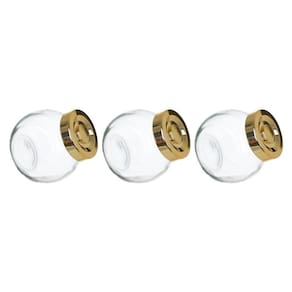 Kit 3 Porta Temperos Em Vidro Com Tampa Metálica Dourado 170ml - D`rossi