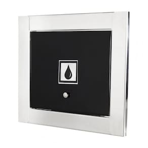 Visor De água Porta Em Preto Fosto Com Moldura Em Inox Polida Brilhante Espelhada