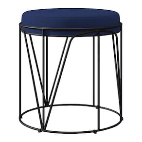 Puff Aramado Preto Zaya L02 Suede Azul Marinho