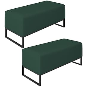 Kit 02 Puffs Cléo W01 Base Ferro 90 Cm Suede Verde Musgo