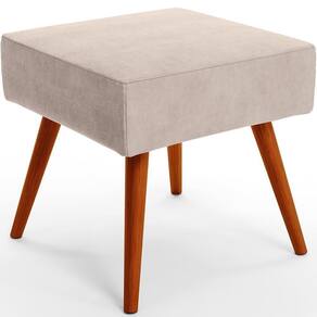 Puff Banqueta Decorativa Com Pés Palito Lívia Suede Bege