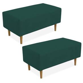 Kit 02 Puffs Cléo W01 Pés Palito 90 Cm Suede Verde Musgo