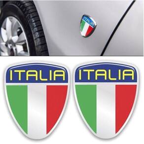 Kit Adesivo Emblema Resinado Porta Fiat Italia 2Pçs Vermelho