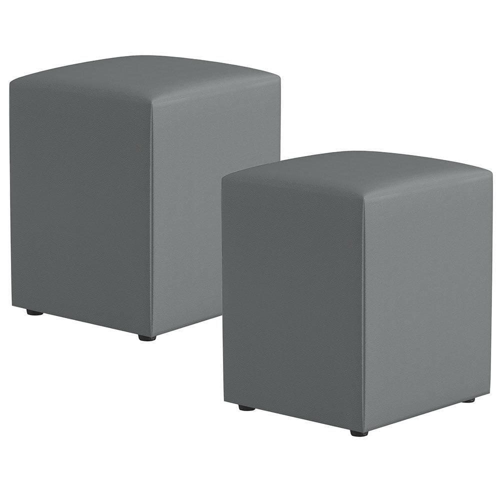 Kit 02 Puffs Quadrado L02 Corano Cinza