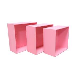 Kit Trio De Nicho Grande Decorativo Quarto/sala 100% Mdf Rosa