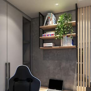 Suporte Preto Moderno Flutuante Para Varanda 60x20cm
