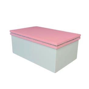 Caixa Personalizada Para Duas Canecas Deitadas Com Strass (25x15x10,5) Rosa/branco