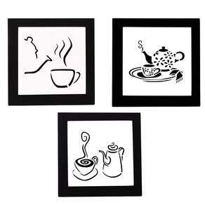 Kit Com 3 Quadros Para Cozinha 100% Mdf (21x21) Modelo 2