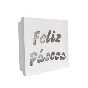 Caixas Personalizadas Brancas 100% Mdf (17x17x07) Feliz Páscoa