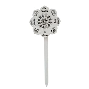 Enfeite Mandala Sou Grato, Te Amo, Sinto Muito, Me Perdoe - Branco 8x8