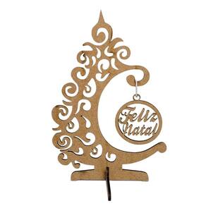 Enfeite árvore De Natal Feliz Natal Em Mdf Cru (20x14)