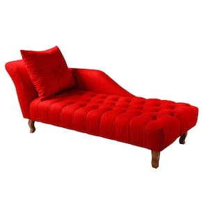 Divã Chesterfield Anna Recamier 160Cm Via Encanto Veludo Vermelho Lado Esquerdo