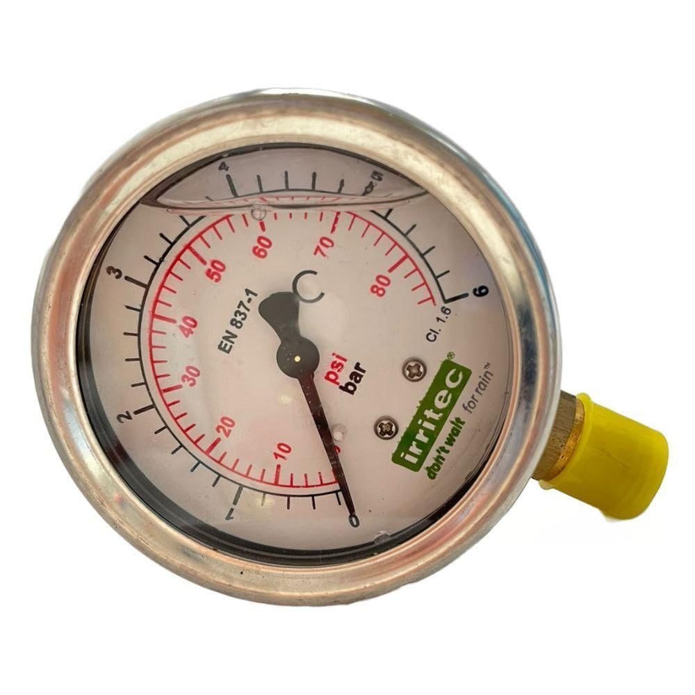 Manômetro Irritec Com Glicerina Rosca Bsp ¼ Peso 17kg