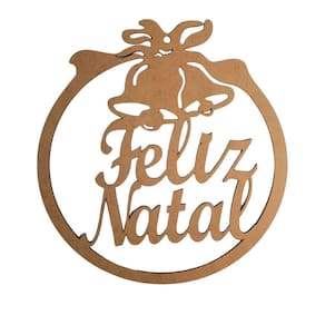 Enfeite Redondo De Porta Feliz Natal (30x28,5) Mdf Cru