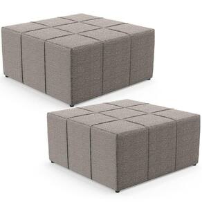 Kit 02 Puffs Decorativos Para Sala De Estar Quadrado Milano 90x90 W01 Bouclê Bege - Lyam Decor