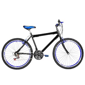 Bicicleta Masculina Aro 26 Mtb Aero 18 Marchas Cor Preta E Azul