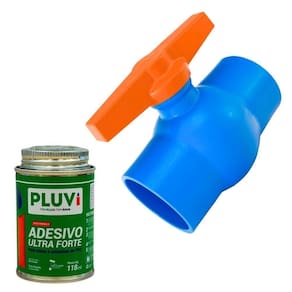 Kit Registro Esfera Viqua + Cola Ultra Forte Azul Pluv Tamanho 50mm