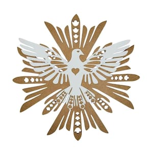 Enfeite De Parede Símbolo Pomba Espirito Santo (30x30)- Branco/mdf Cru