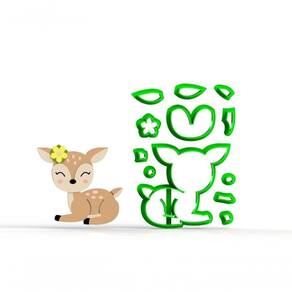 Cortador Cervo Bambi Corpo Mod 2 Do Bosque Encantado Floresta Tamanho 7 Cm