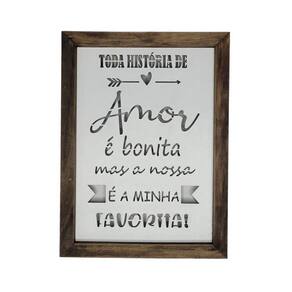 Quadro Personalizado Em Pinus E Mdf (32x23,5x3,5) Toda História De Amor...