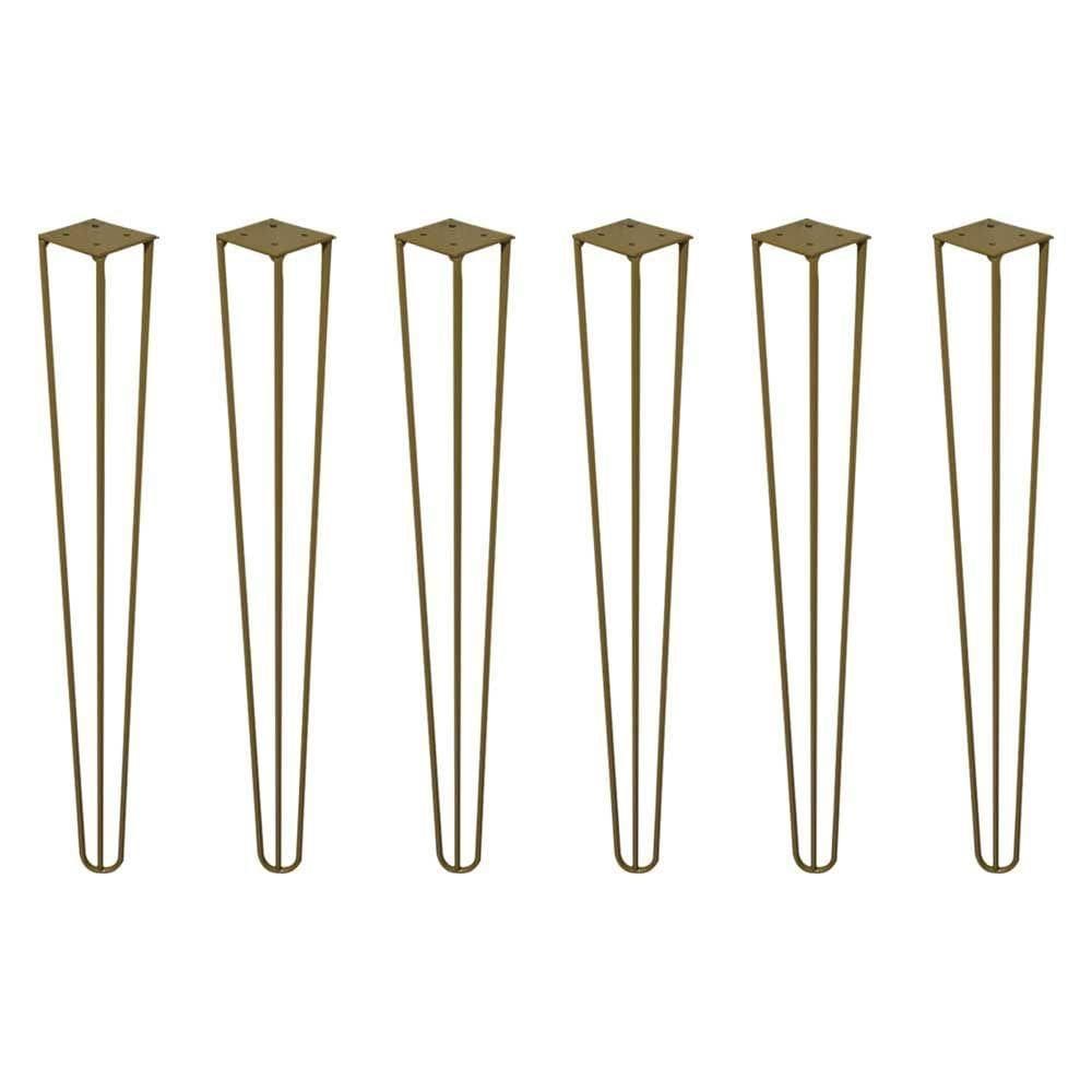 Kit 6 Pés De Metal 60 Cm Legs Mesa De Canto Aparador Dourado