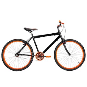 Bicicleta Masculina Aro 26 Mtb Alumínio Colorido Cor Preta E Laranja