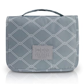 Necessaire Com Gancho Para Viagem Estampa Listrada Jacki Design Cinza