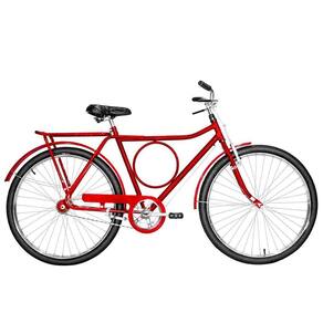 Bicicleta Masculina Aro 26 Barra Circular Varão Alumínio Natural Cor Vermelha