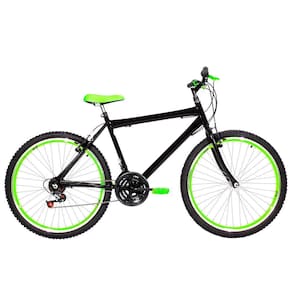Bicicleta Masculina Aro 26 Mtb Aero 18 Marchas Cor Preta E Verde
