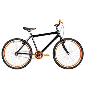 Bicicleta Masculina Aro 26 Mtb Aero Cor Preta E Laranja