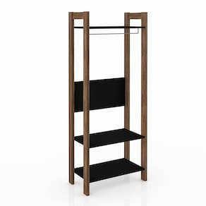 Armario Closet Aberto Az1029 Mdp Preto Nogal