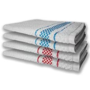 4 Panos De Prato Atoalhado Felpudo Premium Vermelho+Azul