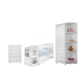 Quarto Infantil Doce Sonho Berço Cômoda Branco/Branco