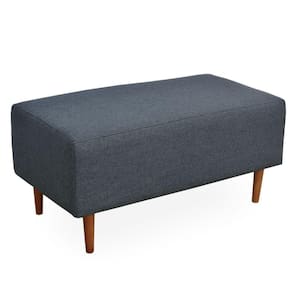 Puff Sala De Estar Cléo W01 Pés Palito 90 Cm Linho Chumbo