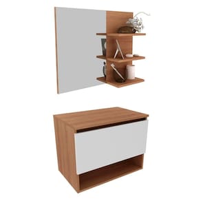 Conjunto Para Banheiro Gabinete Bn3606x08 Amendoa Branco
