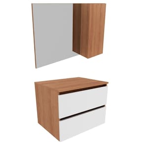 Conjunto Para Banheiro Gabinete Bn3607x02 Amendoa Branco