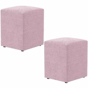 Kit 02 Puffs Quadrado Decorativo L02 Bouclê Rosê