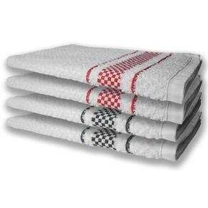 4 Panos De Prato Atoalhado Felpudo Preto+vermelho