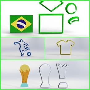 Cortador Kit Copa Do Mundo Brasil Futebol 4 Modelos Tamanho 5 Cm