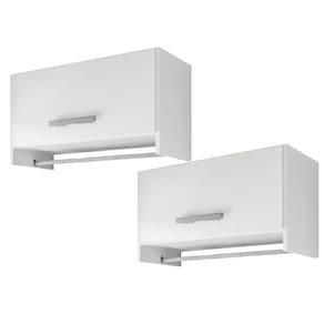 Kit 02 Armários Multiuso Aéreo Cabideiro Grécia L03 Branco