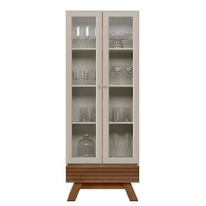 Cristaleira 2 Portas 1 Gaveta Geórgia Off White Freijó