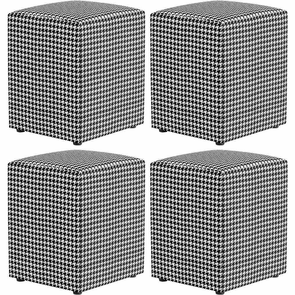 Kit 04 Puffs Quadrado Decorativo L02 Pied Poule - Lyam Decor