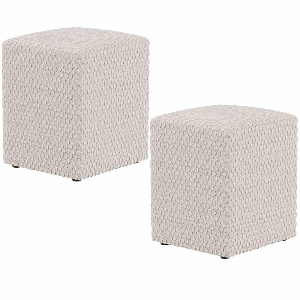 Kit 02 Puffs Quadrado Decorativo L02 Bouclê Cru - Lyam Decor