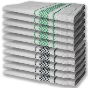 10 Panos De Prato Atoalhado Felpudo Premium 5 Verde 5 Preto