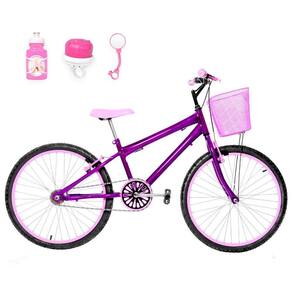 Bicicleta Infantil Feminina Aro 24 Alumínio Violeta E Rosa