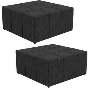 Kit 02 Puffs Quadrado Milano 90x90cm W01 Linho Chumbo