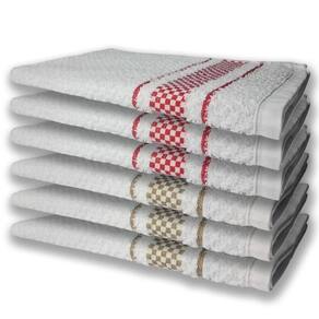 6 Panos De Prato Atoalhado Felpudo Premium Marrom+Vermelho