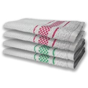 4 Panos De Prato Atoalhado Felpudo Verde+rosa