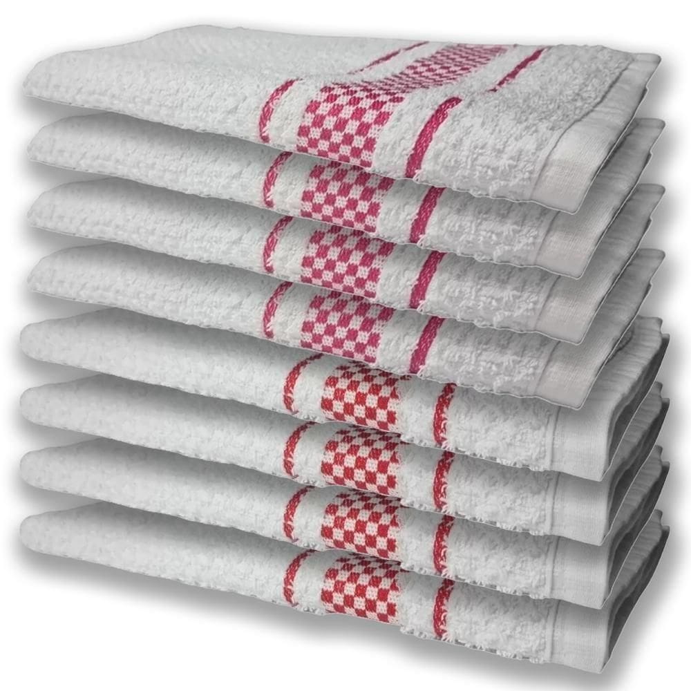 8 Panos De Prato Atoalhado Felpudo Premium 4 Vermelho 4 Rosa
