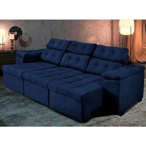 Sofá ítalo 225cm Retrátil Reclinável Azul - Ws